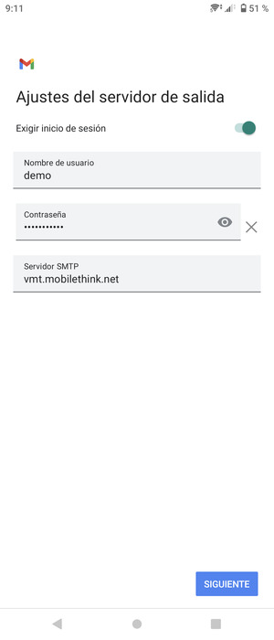 Introduzca la dirección de servidor saliente