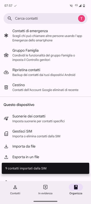 I tuoi contatti verranno salvati sul tuo account Google, e salvati sul tuo telefono la prossima volta che Google sarà sincronizzato.
