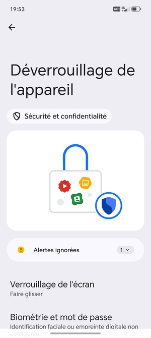 Sélectionnez Verrouillage de l'écran