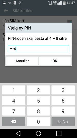 Indtast din Nye SIM PIN-kode og vælg OK