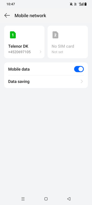 Select SIM1 or SIM2