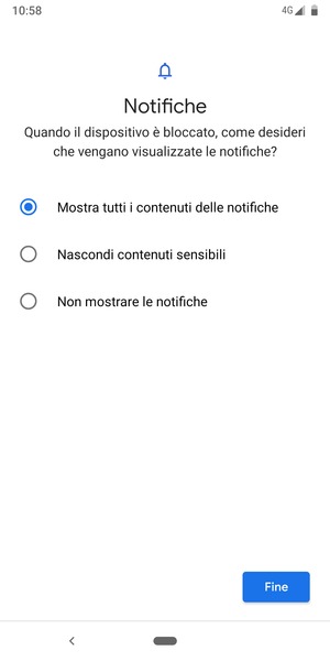Seleziona la tua opzione preferita e poi Fine