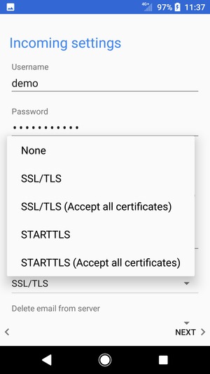 Select None and NEXT