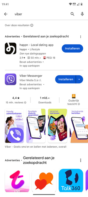 Selecteer de app