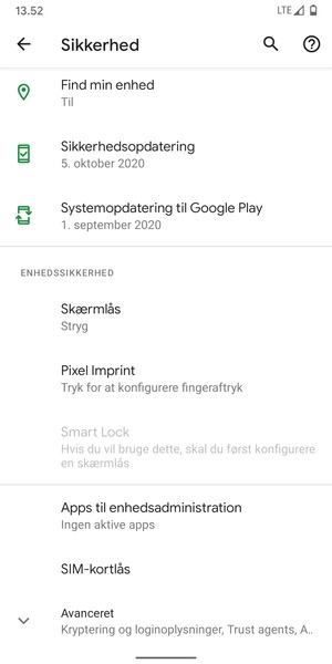 Scroll til og vælg SIM-kortlås
