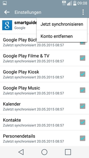 Wählen Sie die Menü-Taste und wählen Sie Jetzt synchronisieren