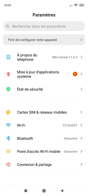 Sélectionnez À propos du téléphone