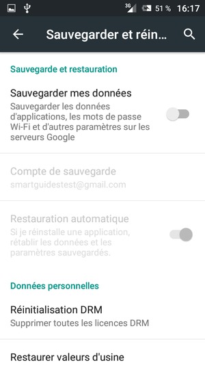 Activer le Sauvegarder mes données