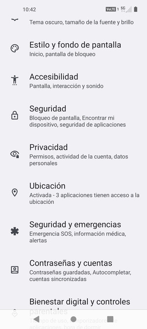 Desplácese y seleccione Ubicación