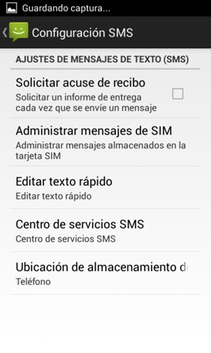 Seleccione Centro de servicios SMS