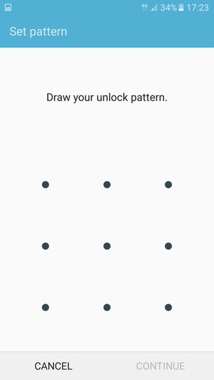 Draw an unlock pattern and select CONTINUE