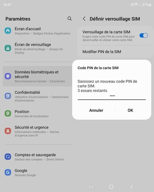 Saisissez votre nouveau code PIN de carte SIM et sélectionnez OK