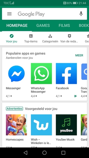 Selecteer de zoekbalk
