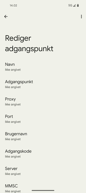 Indtast internet-oplysninger
