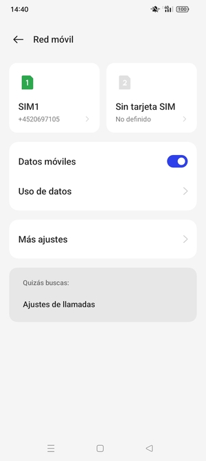 Seleccione SIM1 o SIM2