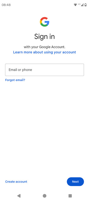 Enter your Gmail address and select Next
