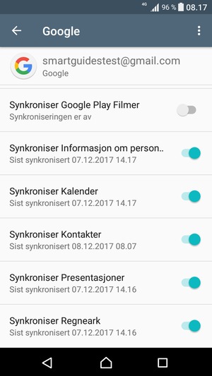 Forsikre deg om at Synkroniser Kontakter er valgt