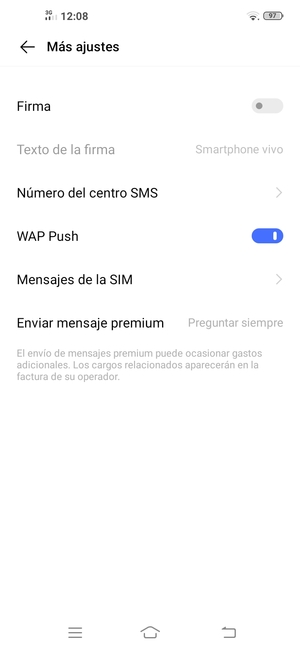 Seleccione Número del centro SMS