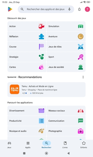 Sélectionnez la barre de Recherche
