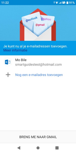 Selecteer BRENG ME NAAR GMAIL