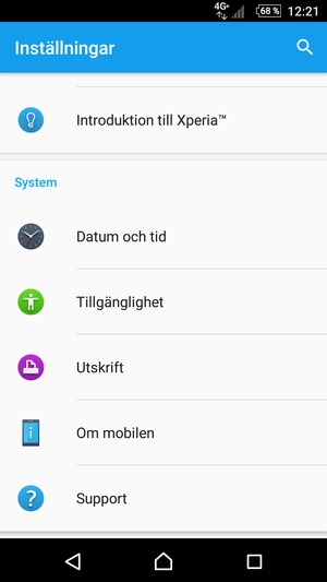 Scrolla till och välj Om mobilen