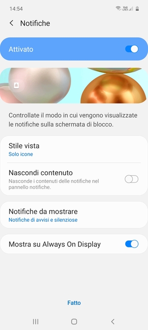 Seleziona le opzioni preferita e poi Fatto