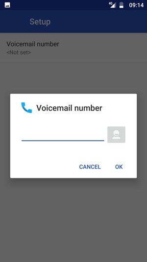 Enter the Voicemail number and select OK