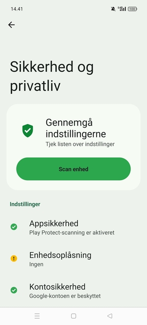 For at aktivere din skærmlås, gå til menuen Sikkerhed og privatliv og vælg Enhedsoplåsning