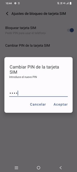 Introduzca su Nuevo PIN de la tarjeta SIM y seleccione Aceptar
