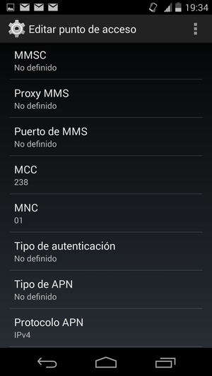 Desplácese hacia abajo e introduzca la información de Internet