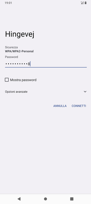 Inserisci la password del Wi-Fi e seleziona CONNETTI