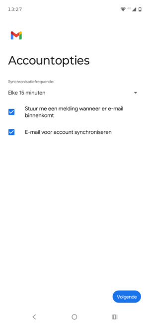 Selecteer Volgende
