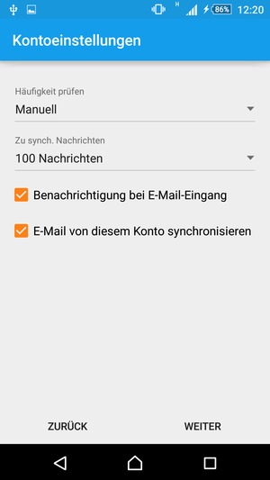 Wählen Sie WEITER