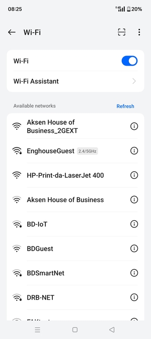 Select the wireless network you want to connect to
