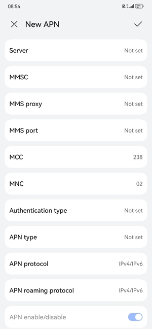 Scroll down and enter MMS information