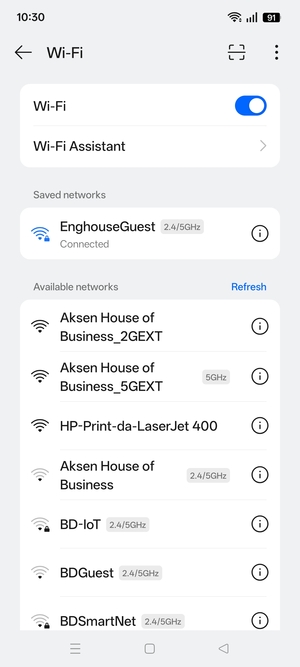 You are now connected to the Wi-Fi network