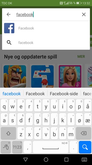 Skriv inn applikasjonsnavnet og velg Søk