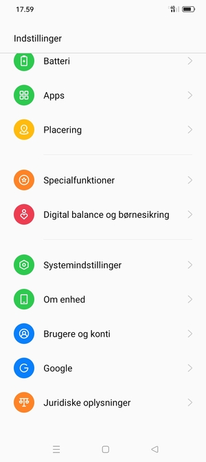 Scroll til og vælg Om enhed