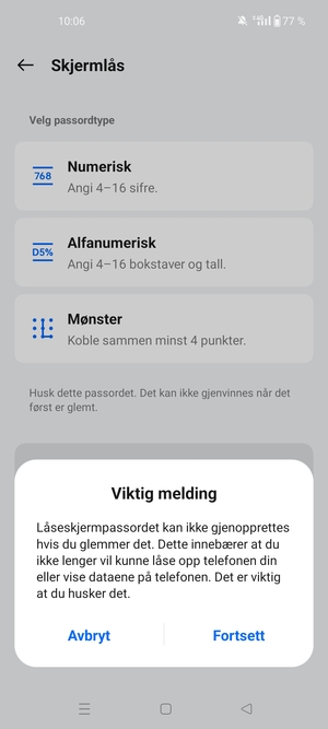 Velg Fortsett