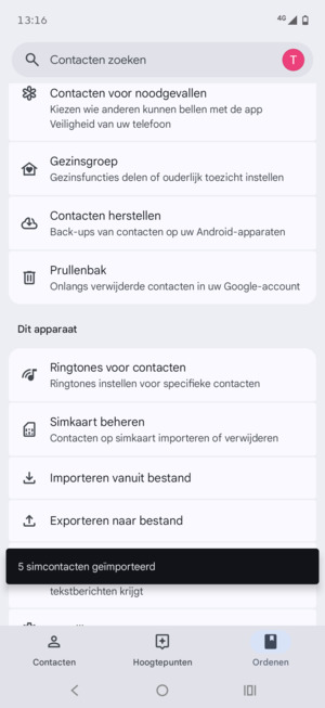 Uw contactpersonen worden opgeslagen naar uw Google-account en naar uw telefoon de volgende keer dat Google gesynchroniseerd wordt.