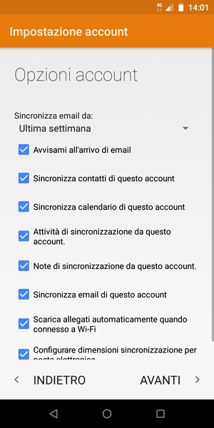 Seleziona AVANTI