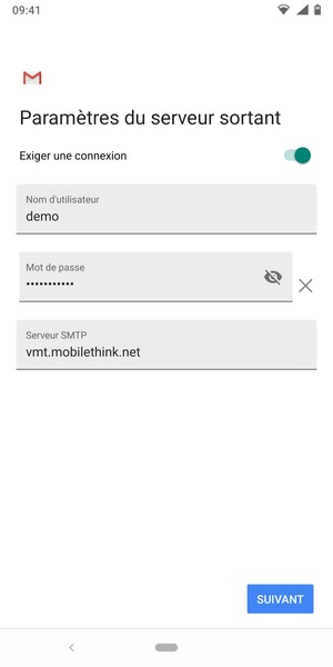 Entrez l'adresse du serveur Sortant