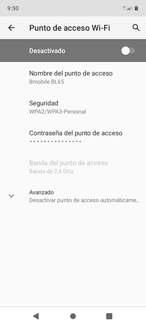 Seleccione Contraseña del punto de acceso