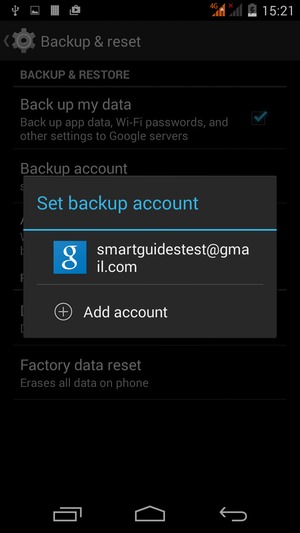 Select your backup account