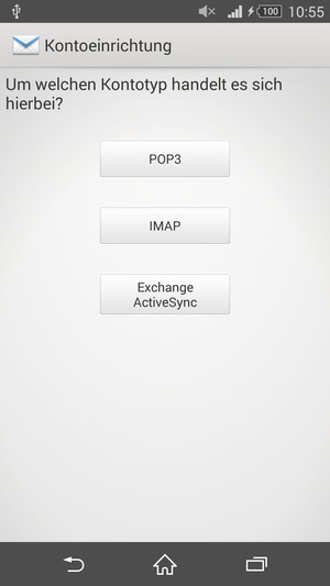 Wählen Sie POP3 oder IMAP