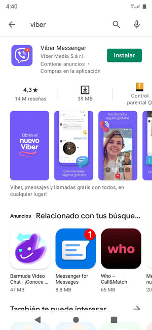 Seleccione la aplicación