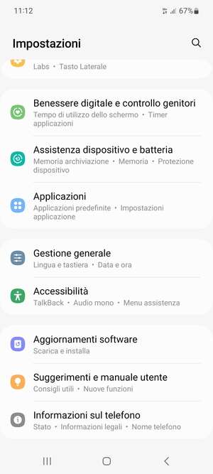 Scorri e seleziona Aggiornamenti software