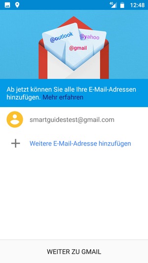 Wählen Sie WEITER ZU GMAIL