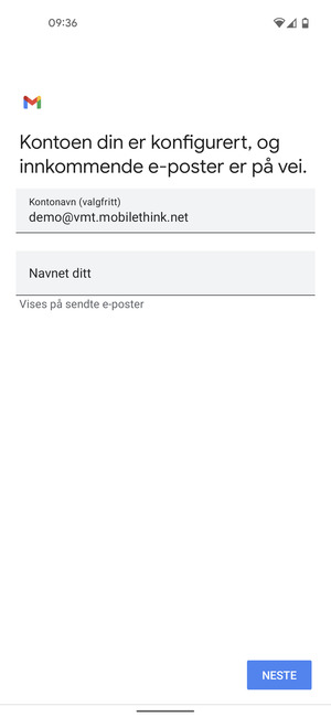 Gi kontoen din et navn, og skriv inn navnet ditt. Velg NESTE