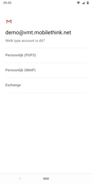 Selecteer Persoonlijk (POP3) of Persoonlijk (IMAP)